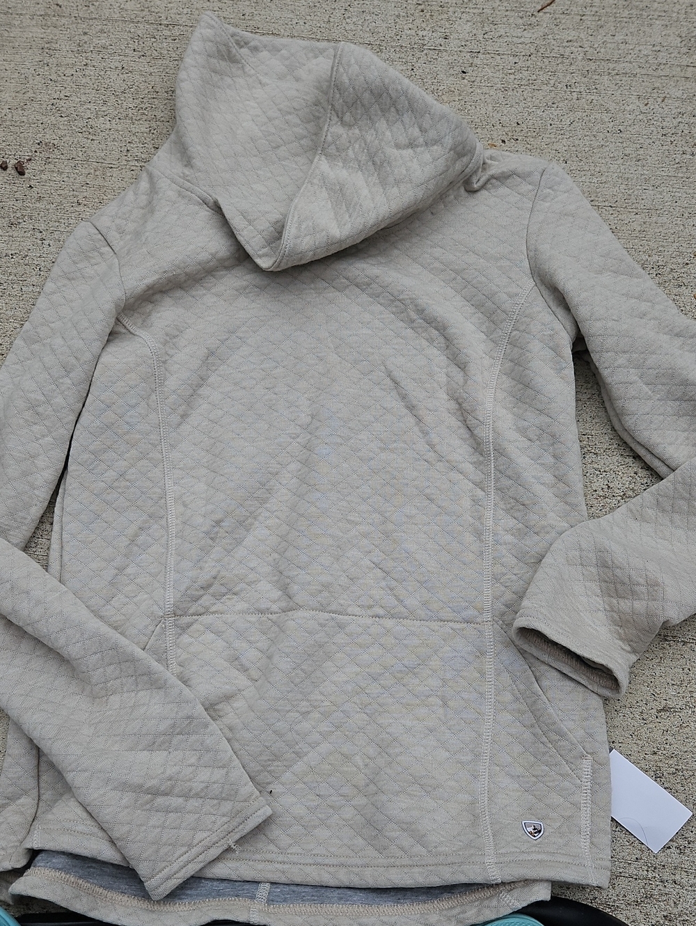 Kuhl Athena Dove Pull Over Wool Quilted Hooded Pullover